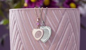 rose gold heart charm and sterling silver heart pendant fingerprint necklaces