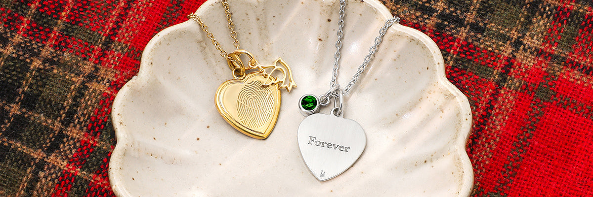 gold and silver fingerprint charm necklaces
