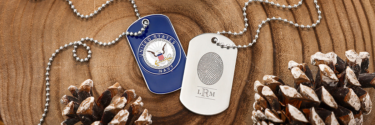 personalized U.S. navy and stainless steel military dog tags