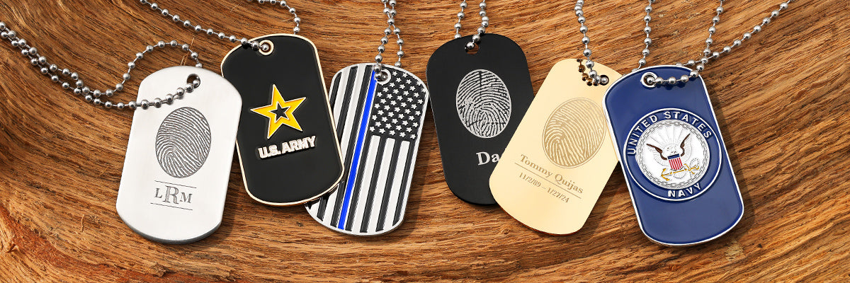 personalized U.S. navy and stainless steel military dog tags