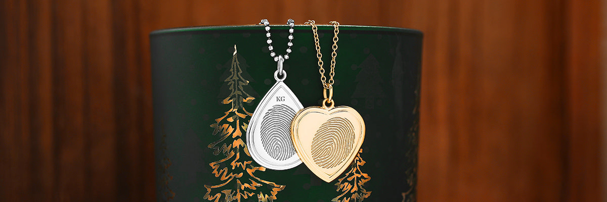 custom necklaces engraved with two fingerprints