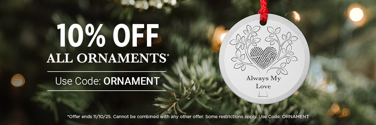 nickel Christmas ornament personalized with fingerprint and inscription