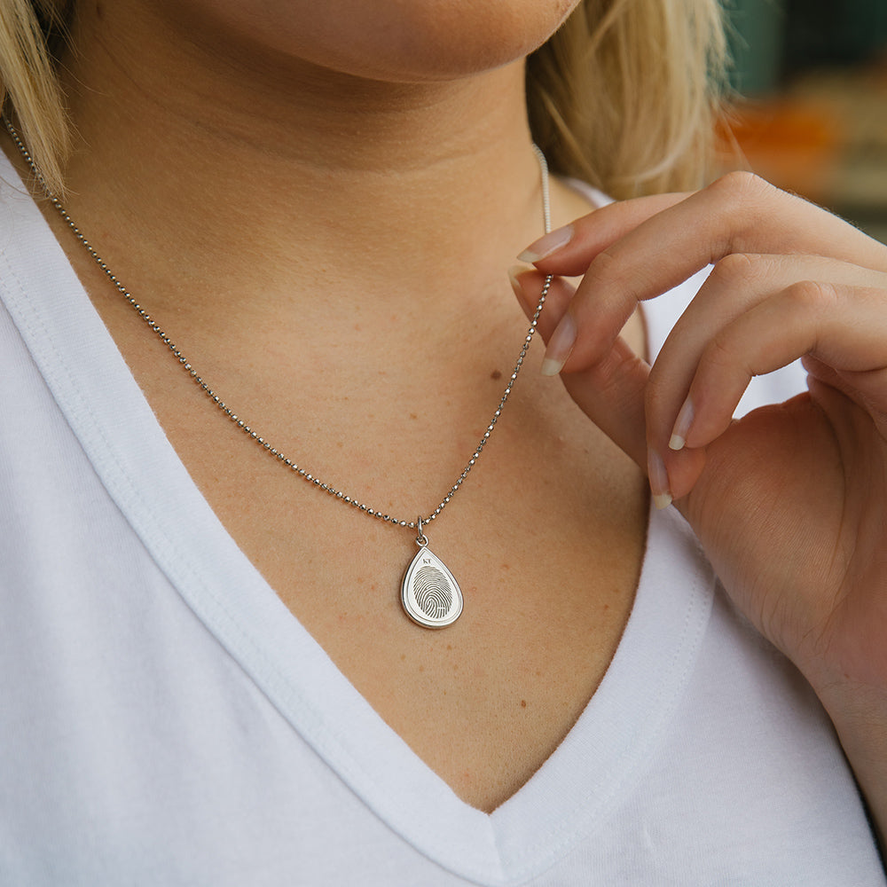 Dual Print Sterling Silver Tear Drop Charm – LegacyTouch