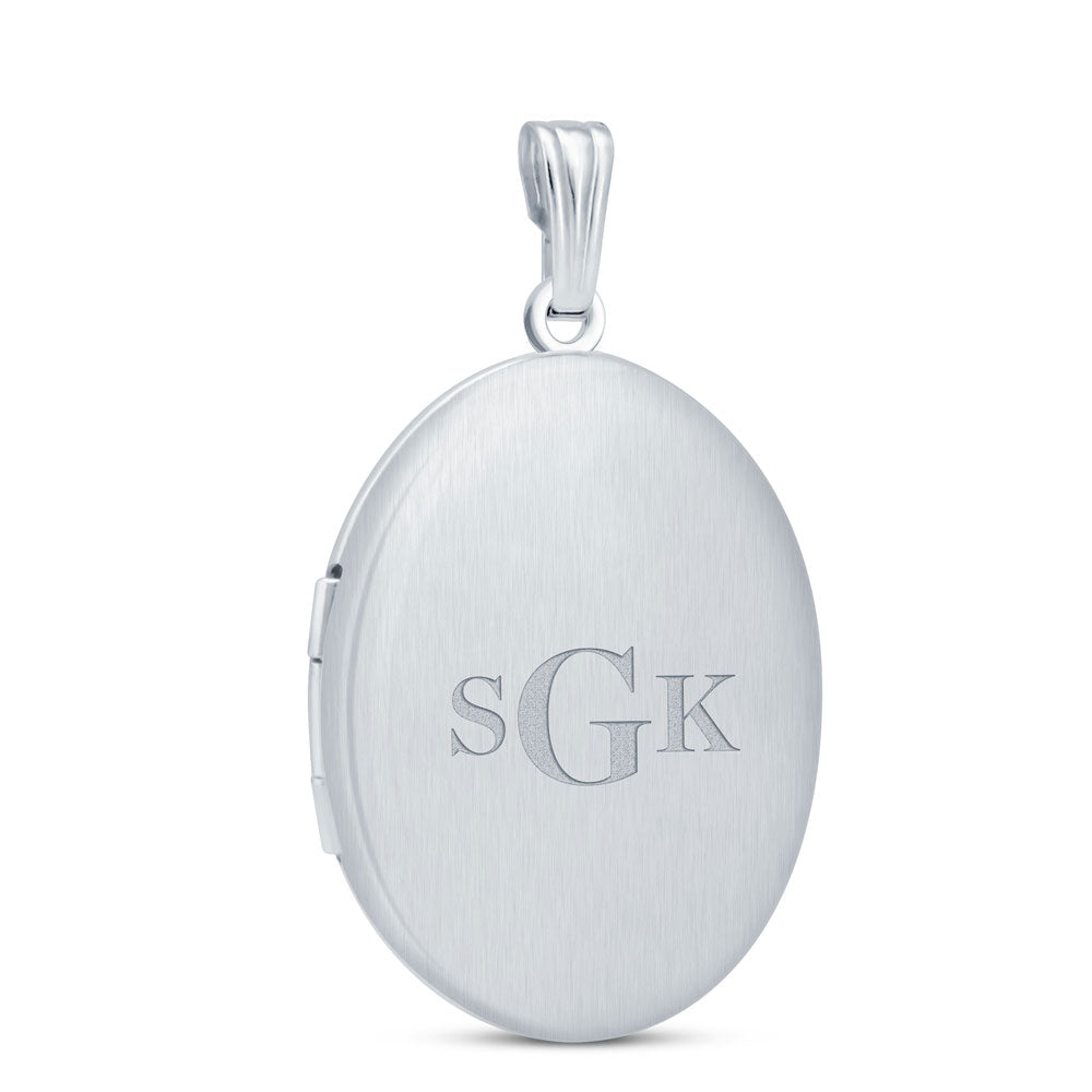 Sterling Silver Oval Hand-Engraved Locket Necklace, 18
