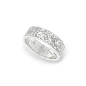 6mm White Gold Fingerprint Jewelry Flat Fingerprint Ring