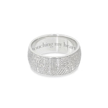 8mm White Gold Fingerprint Jewelry Half-Round Fingerprint Ring