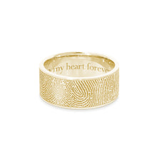 8mm Yellow Gold Fingerprint Jewelry Flat Fingerprint Ring