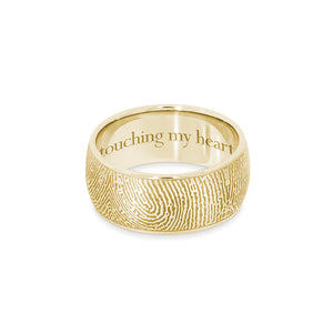 8mm Yellow Gold Fingerprint Jewelry Half-Round Fingerprint Ring