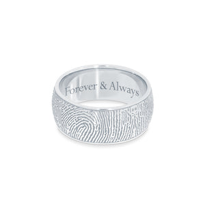 8mm Sterling Silver Fingerprint Jewelry Half-Round Fingerprint Ring
