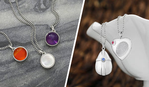 personalized gemstone urn pendants and fingerprint urn pendant necklaces