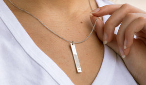 sterling silver fingerprint bar pendant with chain