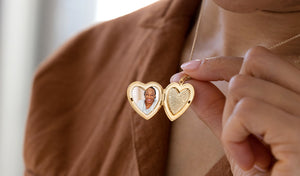 14k yellow gold heart shaped fingerprint locket