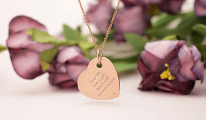 rose gold heart pendant with memorial inscription