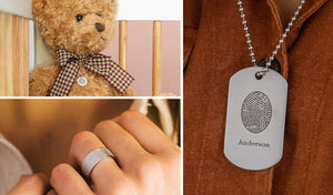 fingerprint memorial keepsakes dog tags rings