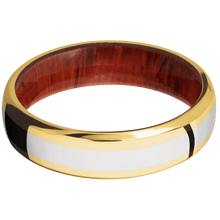 18K Yellow Gold + Polish , Polish Finish + Padauk