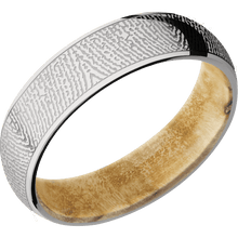 14K White Gold + Polish Finish + Boxelder Burl