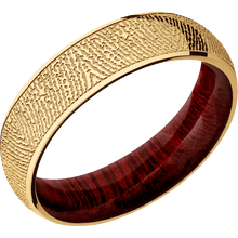 14K Yellow Gold + Polish Finish + Blood Wood