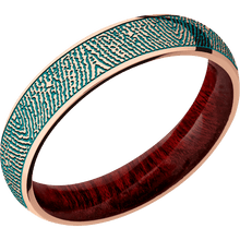14K Rose Gold + Polish Finish + Blood Wood