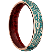 14K Rose Gold + Polish Finish + Blood Wood