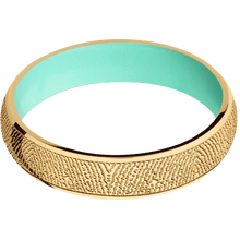 14K Yellow Gold + Polish Finish + Robins Egg Blue