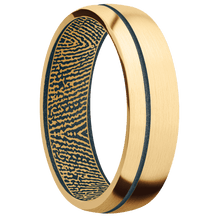 10K Yellow Gold + Satin , Satin Finish + Blue Titanium