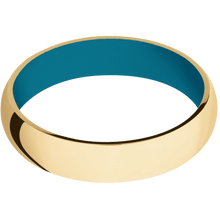 10K Yellow Gold + Polish Finish + Sea Blue