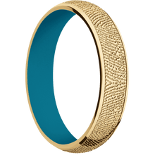 10K Yellow Gold + Polish Finish + Sea Blue