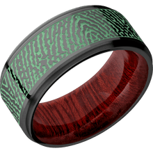 Zirconium + Polish , Bead Finish + Blood Wood