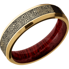 10K Yellow Gold + Polish , Polish Finish + Blood Wood