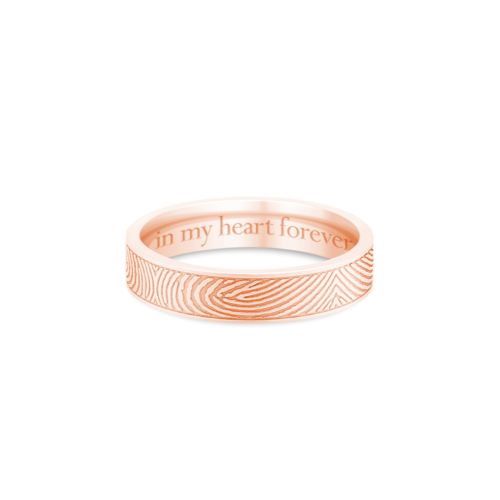 14k Rose Gold 4mm Flat Fingerprint Ring
