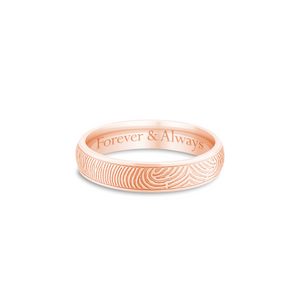 14k Rose Gold 4mm Half Round Fingerprint Ring