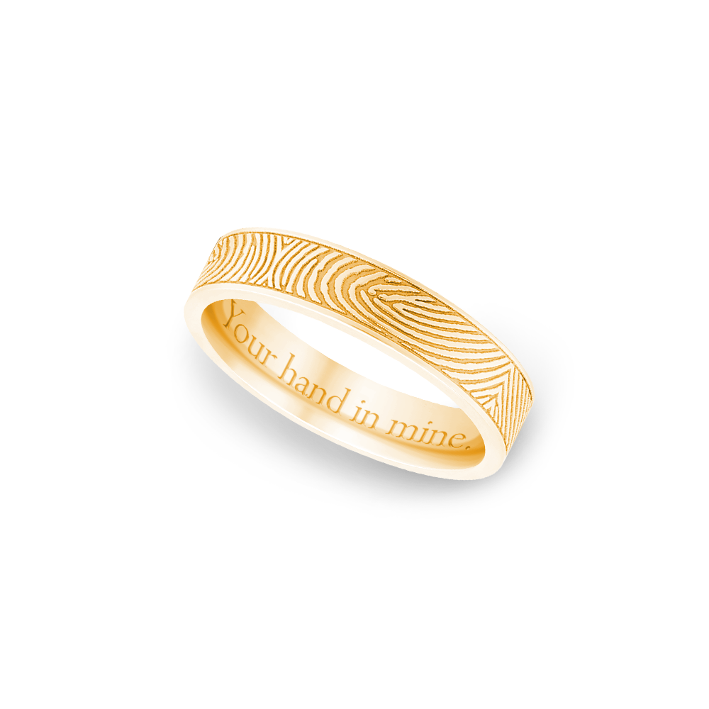 14k Yellow Gold 4mm Flat Fingerprint Ring