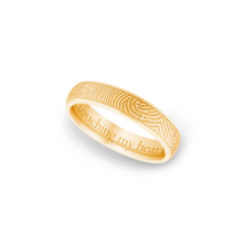 14k Yellow Gold 4mm Half Round Fingerprint Ring