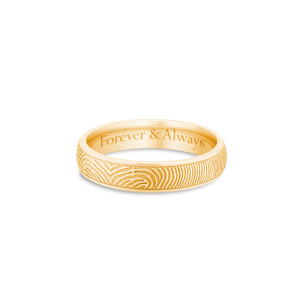 14k Yellow Gold 4mm Half Round Fingerprint Ring