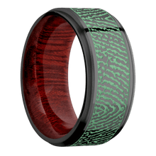 Zirconium + Polish , Bead Finish + Blood Wood