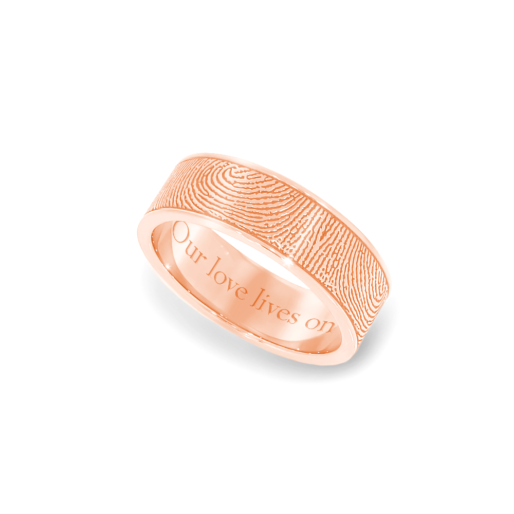 6mm Rose Gold Fingerprint Jewelry Flat Fingerprint Ring