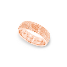 6mm Rose Gold Fingerprint Jewelry Half-Round Fingerprint Ring