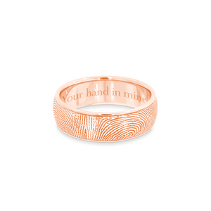 6mm Rose Gold Fingerprint Jewelry Half-Round Fingerprint Ring