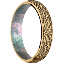 14K Yellow Gold + Satin Finish + Black Mother of Pearl