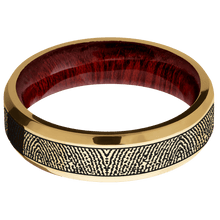 10K Yellow Gold + Polish , Polish Finish + Blood Wood