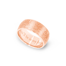 8mm Rose Gold Fingerprint Jewelry Half-Round Fingerprint Ring