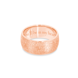 8mm Rose Gold Fingerprint Jewelry Half-Round Fingerprint Ring