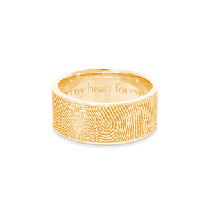 8mm Yellow Gold Fingerprint Jewelry Flat Fingerprint Ring