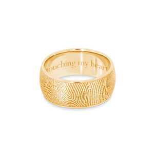 8mm Yellow Gold Fingerprint Jewelry Half-Round Fingerprint Ring