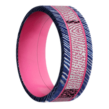 Titanium Damascus + Satinetched Finish + Bright Pink