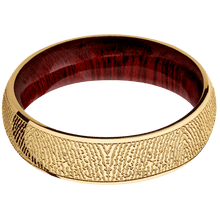 14K Yellow Gold + Polish Finish + Blood Wood