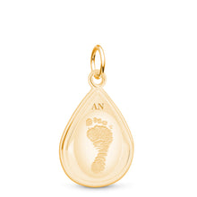 Dual Print 14k Yellow Gold Tear Drop Charm