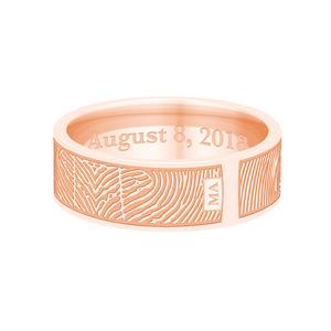 Dual Print 6mm Rose Gold Flat Fingerprint Ring