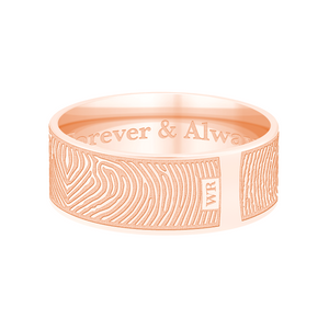 Dual Print 8mm Rose Gold Flat Fingerprint Ring