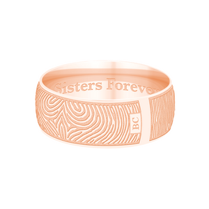 Dual Print 8mm Rose Gold Half-Round Fingerprint Ring